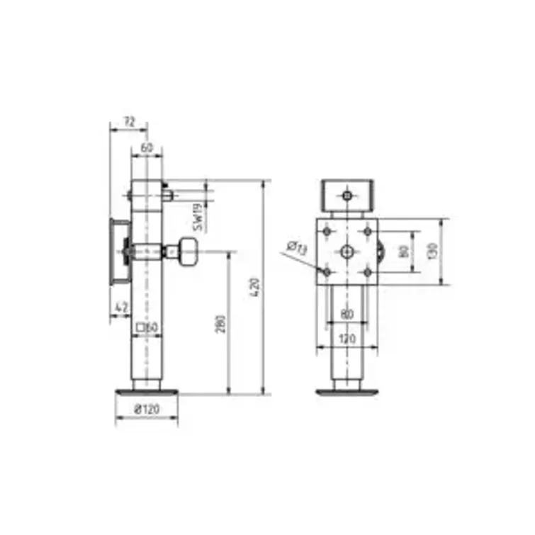 Bünte säädettävä tukijalka 415 x 60 mm